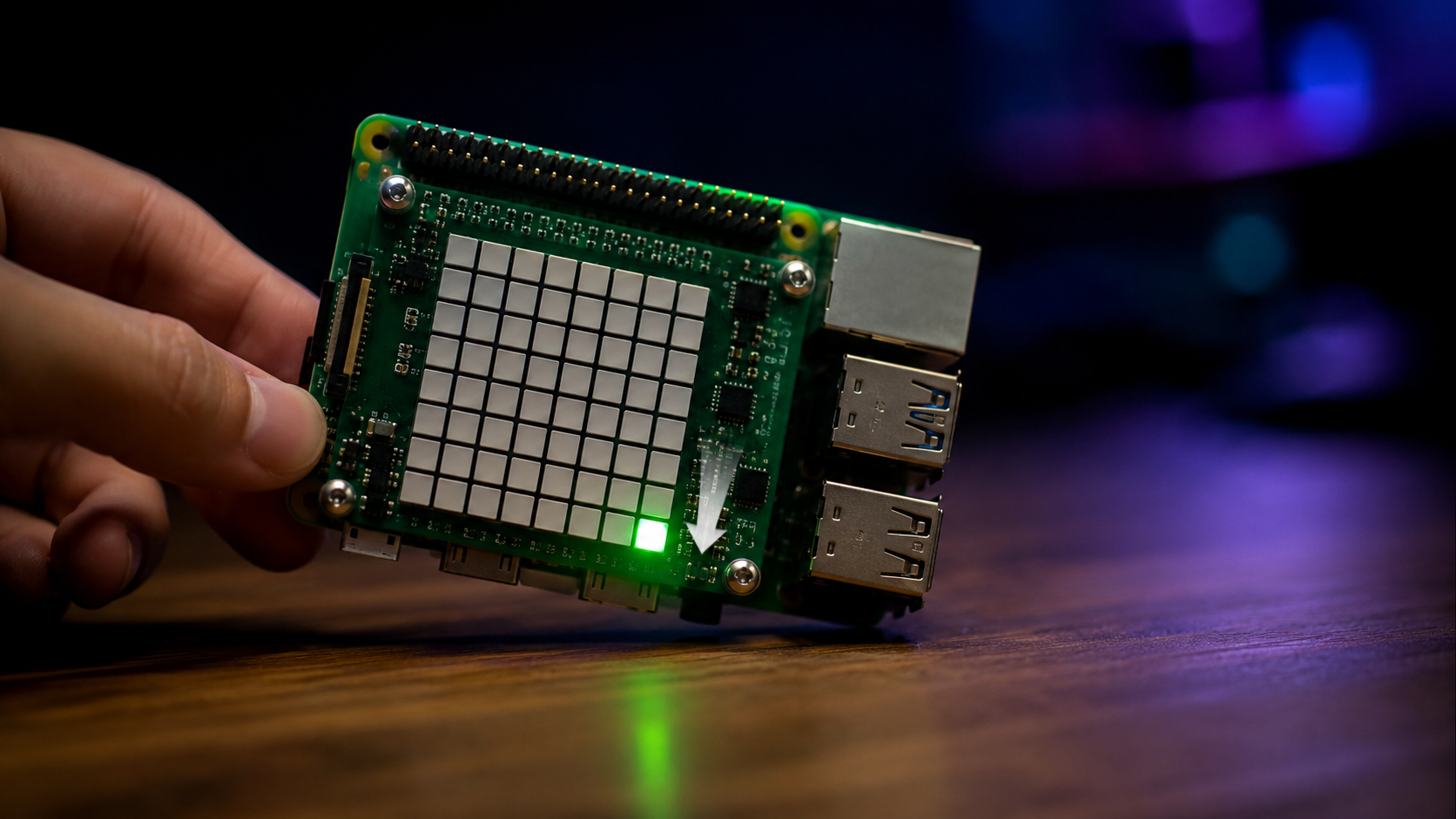 Tilt-controlled pixel with the Sense HAT accelerometer