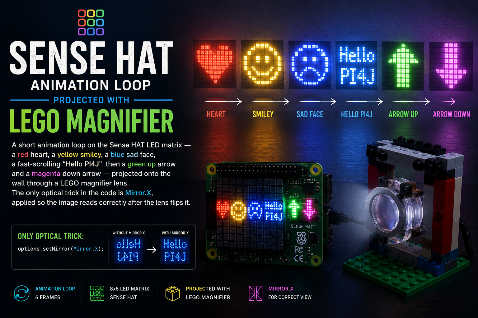 Turning the Sense HAT into a LEGO-lens wall projector